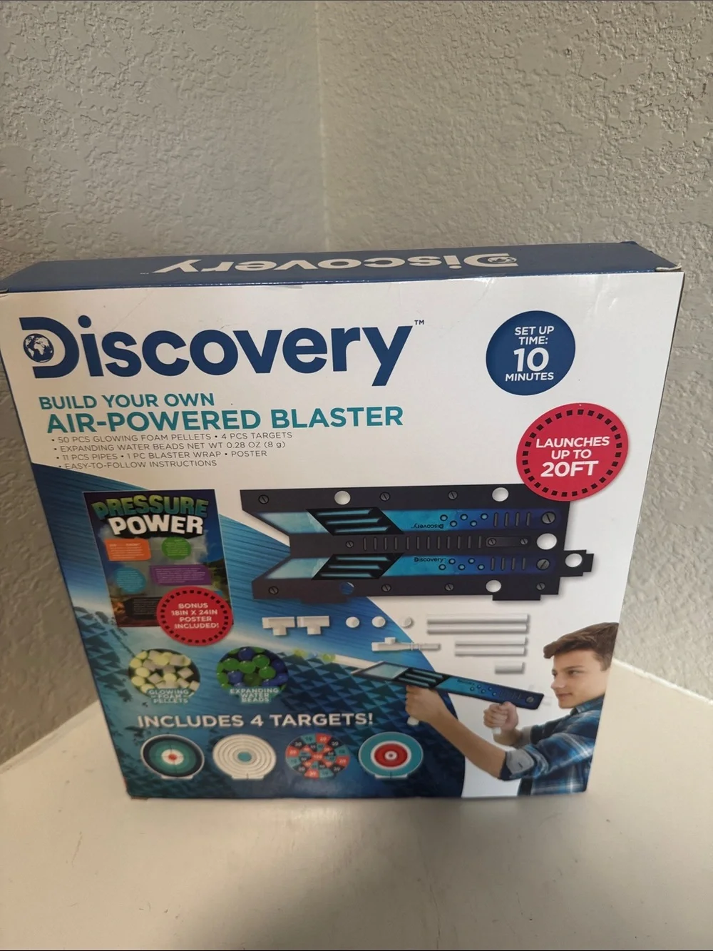 Discovery Blue Air-Powered Blaster Toy with Target Set